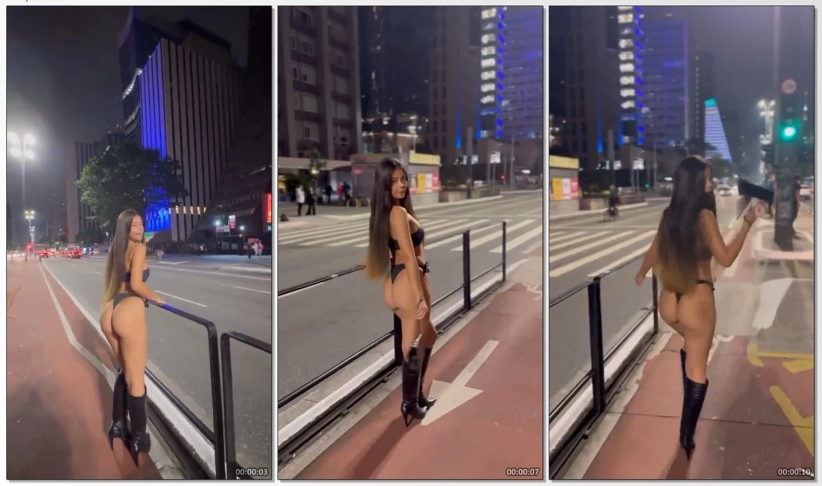 Mariah Kalili pelada na rua mostrando seu corpo